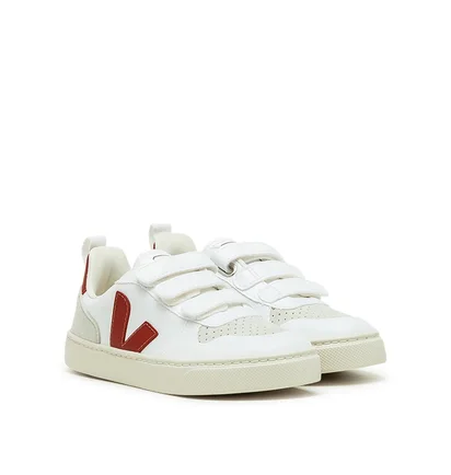 Veja Kids V-10 Velcro CWL (Weiß / Rot)