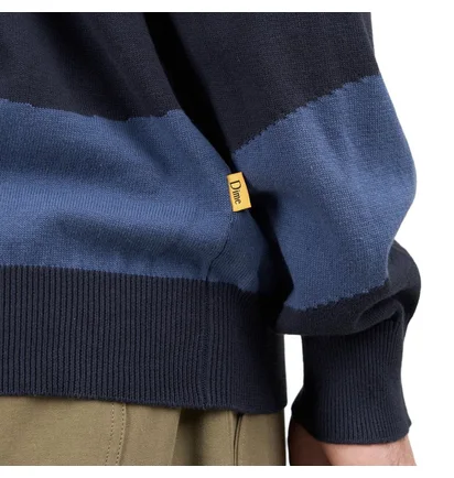 Dime Wave Striped Light Knit Sweater (Navy)