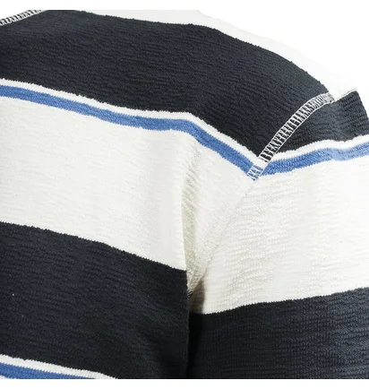 Norse Projects Johannes Textured Stripe Tee (Dunkelblau)