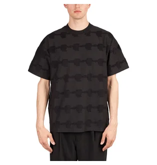 Brain Dead Lightning Head Textured Stripe T-Shirt (Schwarz)