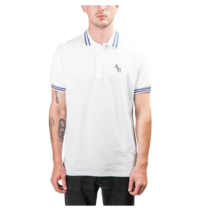 Aimé Leon Dore Monogram Stripe Collar Polo (Weiß)