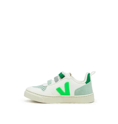 Veja Kids V-10 Velcro Chromefree (Weiß / Grün)