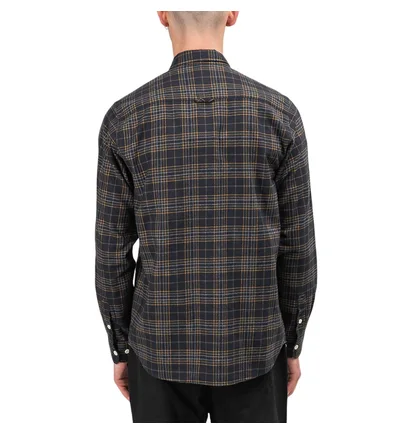 Norse Projects Villads Brushed Flannel Shirt (Navy / Gelb)