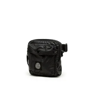 Stone Island Mussola Gommata Canvas Print Bumbag (Schwarz)