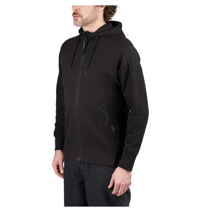 C.P. Company Diagonal Raised Fleece Hooded Sweatshirt (Schwarz)