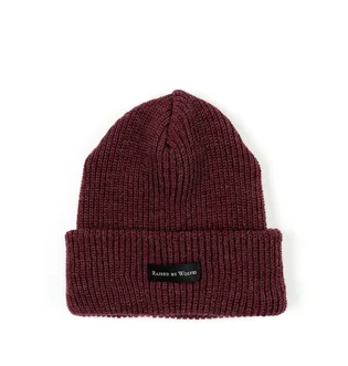 Raised By Wolves Waffle Knit Watch Beanie (Weinrot)