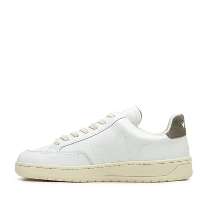 Veja V-12 Stitch O.T. Leather (Weiß / Oliv)