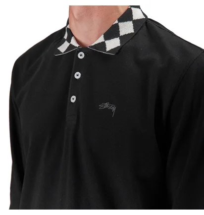 Stüssy Louie L/S Polo (Schwarz)