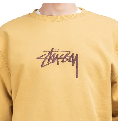 Stüssy Stock Embroidered Crewneck (Khaki)
