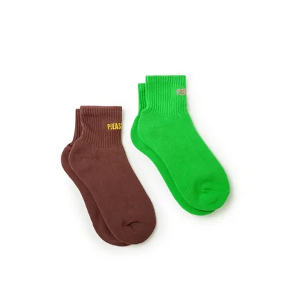 Pleasures 2 Pack Logo Socks (Grün / Braun)
