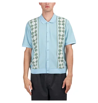 Obey Monument Button-Up Polo (Blau / Creme)
