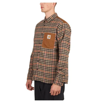 Carhartt WIP L/S Asher Shirt Check Leather (Braun / Orange)