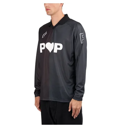 Pop Trading Company Striped Sportif Longsleeve Shirt (Schwarz)