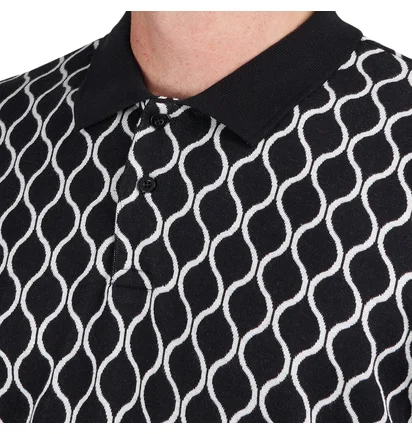 Obey Windmere Jaquard LS Polo (Schwarz / Weiß)