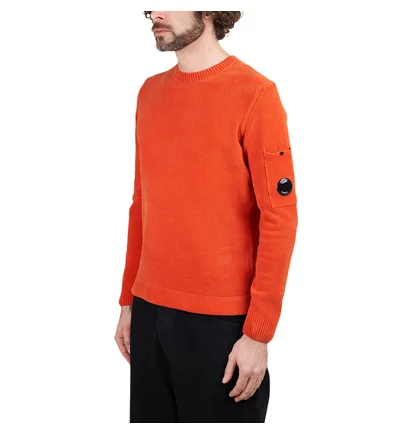 C.P. Company Chenille Cotton Crew Neck Knit (Orange)