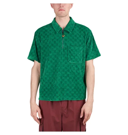 Brain Dead Knit Check Half Zip Shirt (Grün)