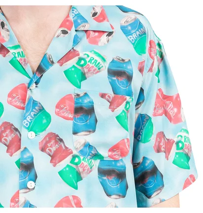 Brain Dead x Aaron Jupin Cans Hawaiian Shirt (Blau)
