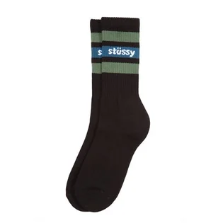 Stüssy SP19 Stripe Crew Socks (Schwarz / Olive)