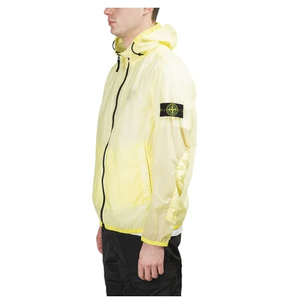 Stone Island Lamy Velour Zip Hooded Shell Jacket (Gelb)
