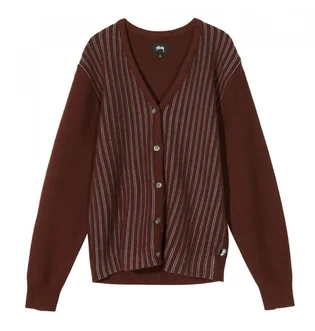 Stüssy Stripe Cardigan (Weinrot)