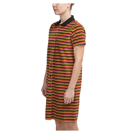 Stüssy WMNS Penny Velour Dress (Rot / Schwarz / Grün)