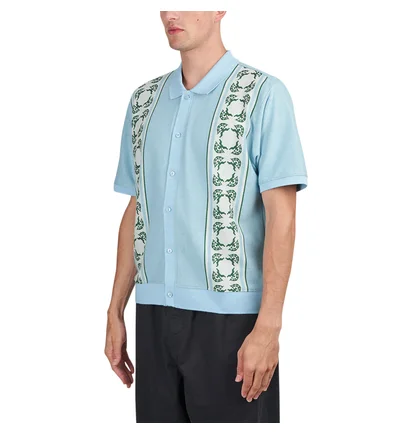 Obey Monument Button-Up Polo (Blau / Creme)