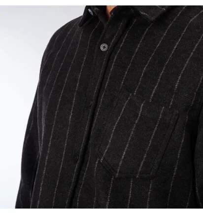 Han Kjobenhavn Tilt Pocket Shirt (Schwarz / Nadelstreifen)