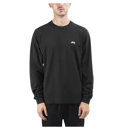 Stüssy Stock Logo Longsleeve Crew (Schwarz)