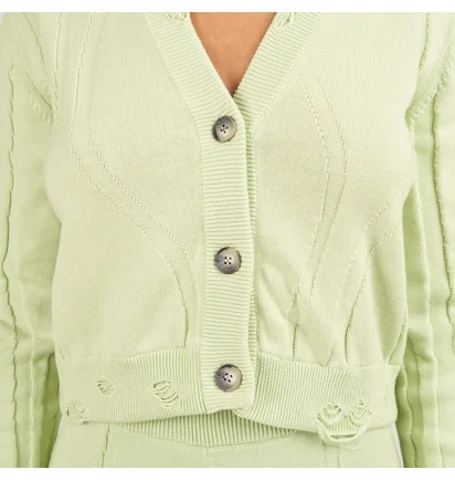 Han Kjobenhavn Cropped Cardigan (Blass Grün)