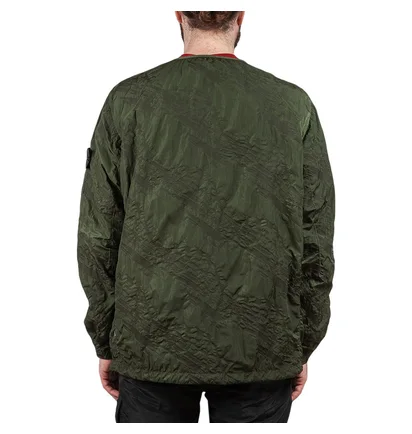 Stone Island Shadow Project Imprint Nylon Colarless Jacket (Olive)