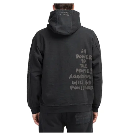 Brain Dead Tonal Type Print Hoodie (Schwarz)