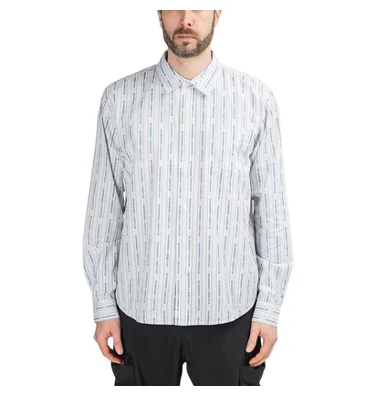Stüssy Jacquard Logo Stripe Shirt (Weiß)