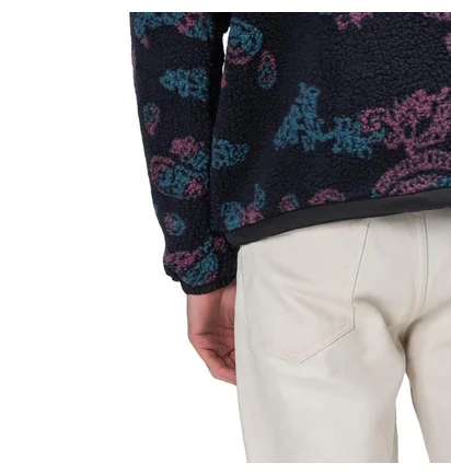 Aries Paisley Half Zip Fleece Hoodie (Schwarz)