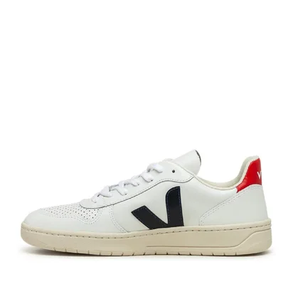 Veja V-10 Leather (Weiß / Schwarz / Rot)
