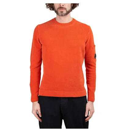 C.P. Company Chenille Cotton Crew Neck Knit (Orange)