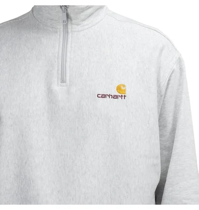 Carhartt WIP Half Zip American Script Sweatshirt (Hellgrau)