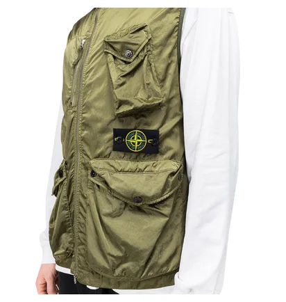 Stone Island Nylon Raso-TC Vest (Olive)