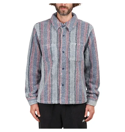 Stüssy Stripe Sherpa Shirt (Blau)