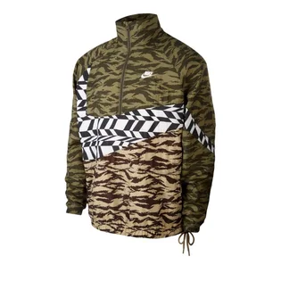 Nike Sportswear AOP Swoosh Woven Half Zip (Olive / Weiß)