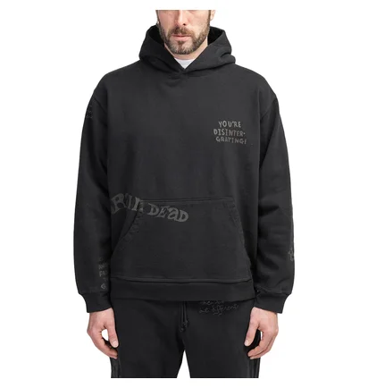 Brain Dead Tonal Type Print Hoodie (Schwarz)