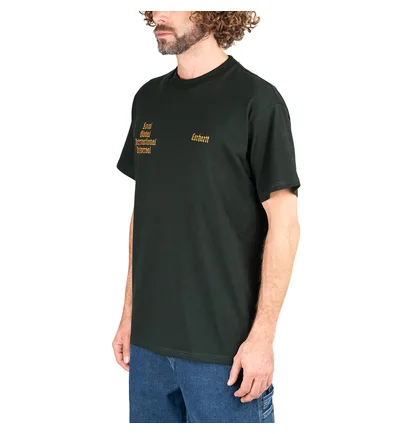 Carhartt WIP Shortsleeve Letterman T-Shirt (Dunkelgrün / Gelb)