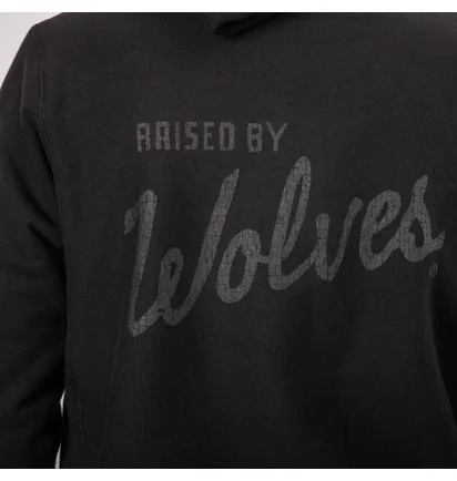 Raised by Wolves Distressed Varsity Hoodie (Schwarz)