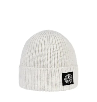 Stone Island Ribbed Beanie (Weiß)