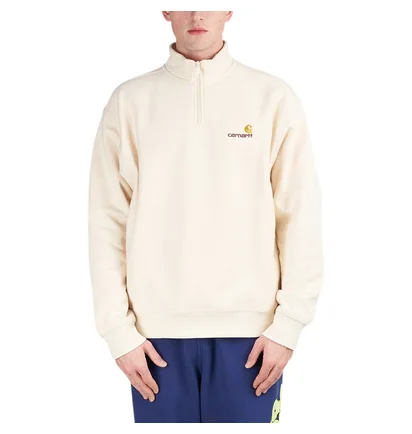 Carhartt WIP Half Zip American Script Sweatshirt (Beige)