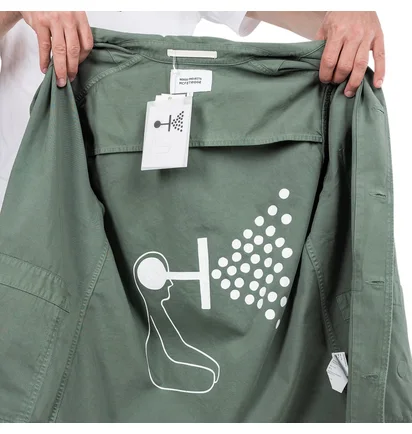 Norse Projects x Geoff McFetridge Mads Backsatin Shirt (Grüngrau)