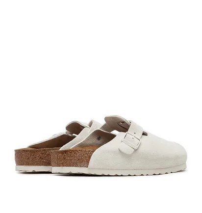 Birkenstock Boston Soft Footbed Suede Leather Regular (Beige)