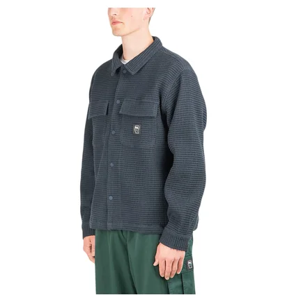 Brain Dead Waffle Snap Front Shirt (Navy)