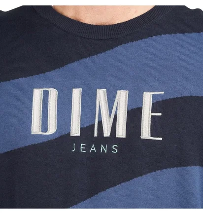 Dime Wave Striped Light Knit Sweater (Navy)