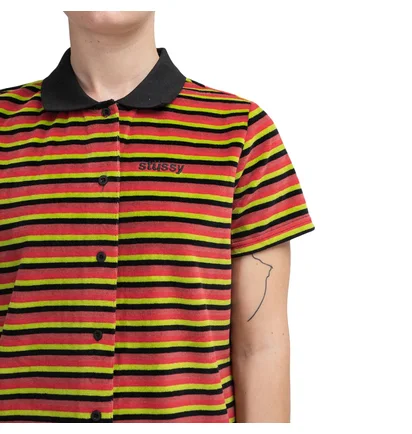Stüssy WMNS Penny Velour Dress (Rot / Schwarz / Grün)