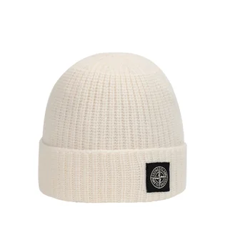 Stone Island Geelong Wool Patch Beanie (Weiß)